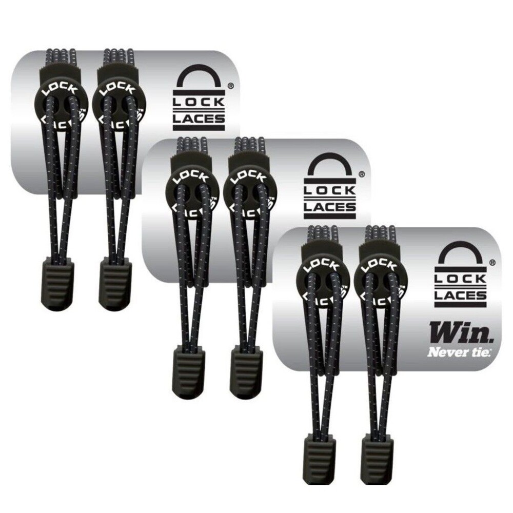 Lock Laces-Elastic No Tie Shoes Laces(3 Pack)one Size Fits For Kids And Adults